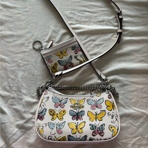 Coach White and Yellow Bear Print Crossbody Bag